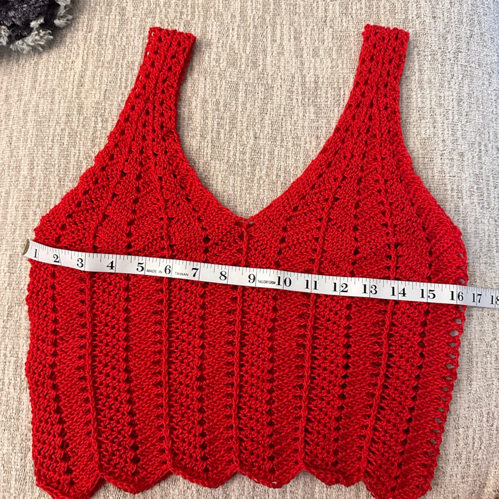 Red, crochet, handmade tank top one of a kind never worn - Picture 3 of 4